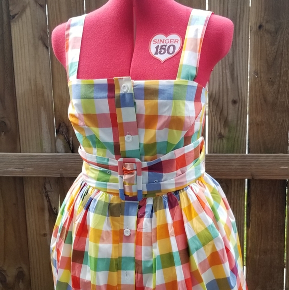 Christopher John Rogers X Target rainbow couture pinup Plaid pride retro dress - Picture 4 of 6